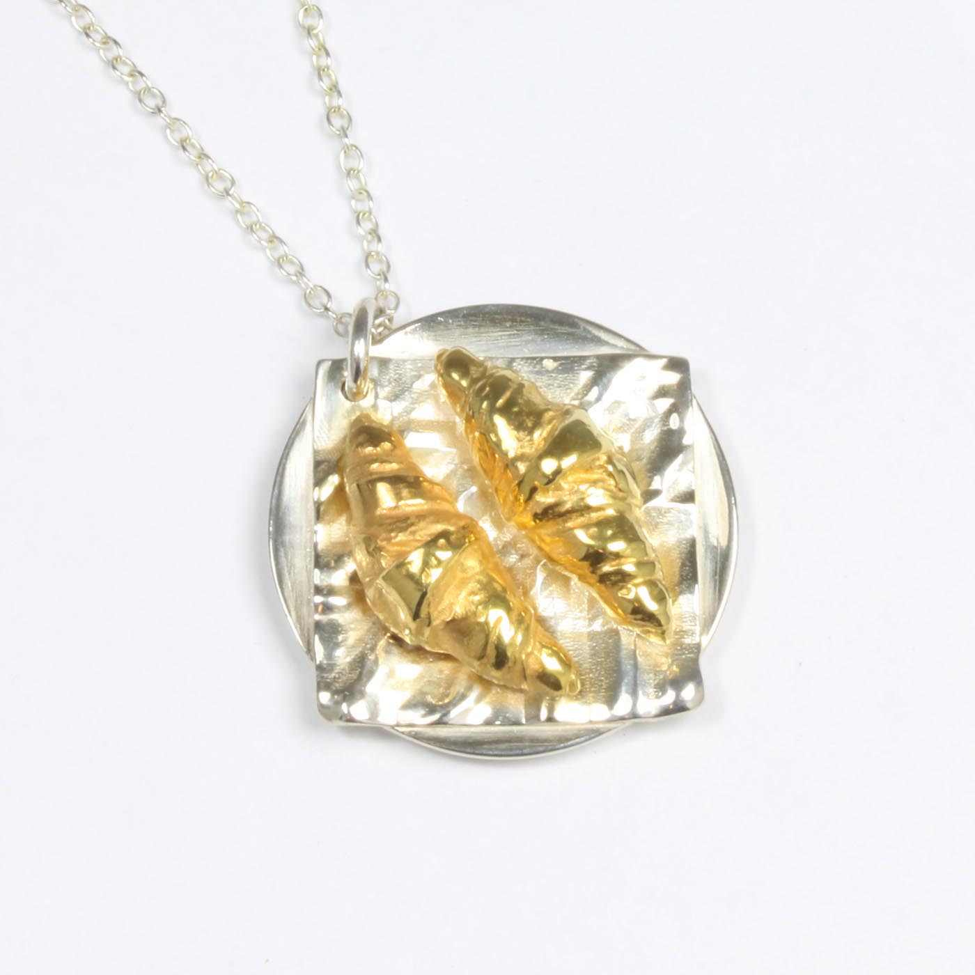 Croissant Necklace in Silver and 24ct Gold Plated